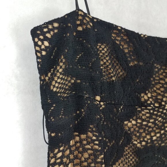 ICE ICEBERG IT 42/ US S Black Cocktail Sheath Dress Spaghetti Straps Lace knit - Picture 4 of 12